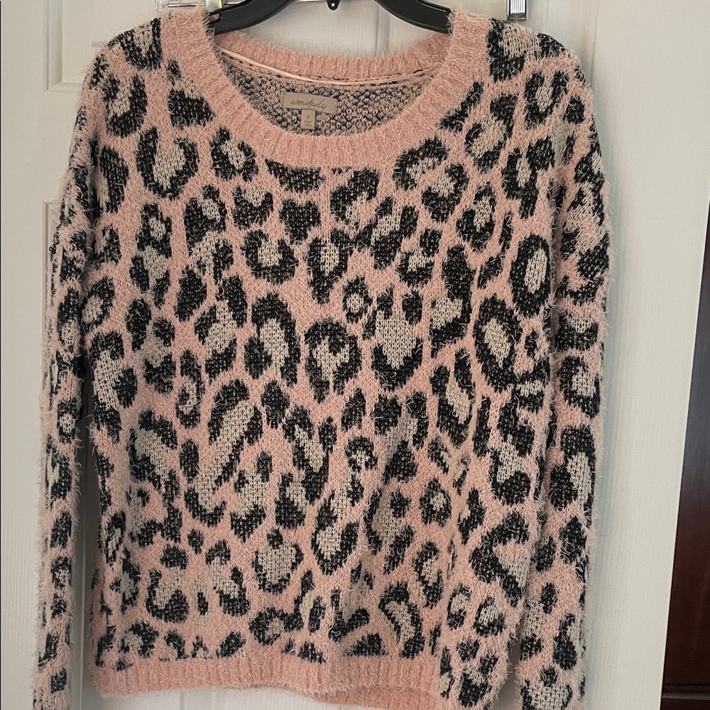 Wonderly Pink and Black Leopard Sweater